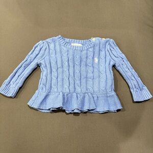 Ralph Lauren Baby Blue Cable Knit Kids Sweater